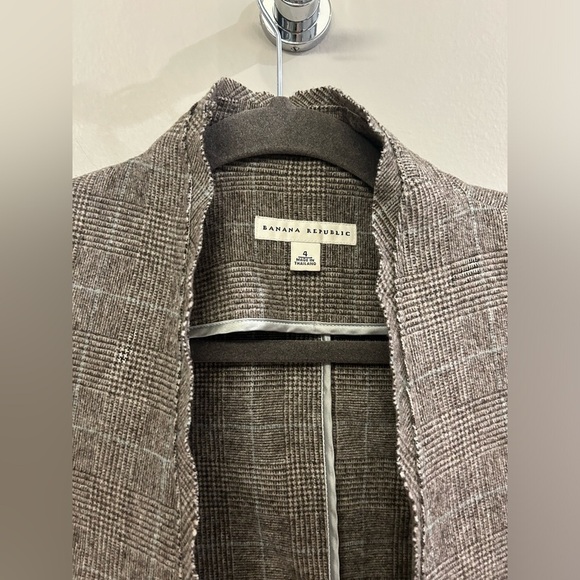 Banana Republic Blazer Wool Blend Women’s 4 Y2K Plaid Brown - Picture 6 of 13
